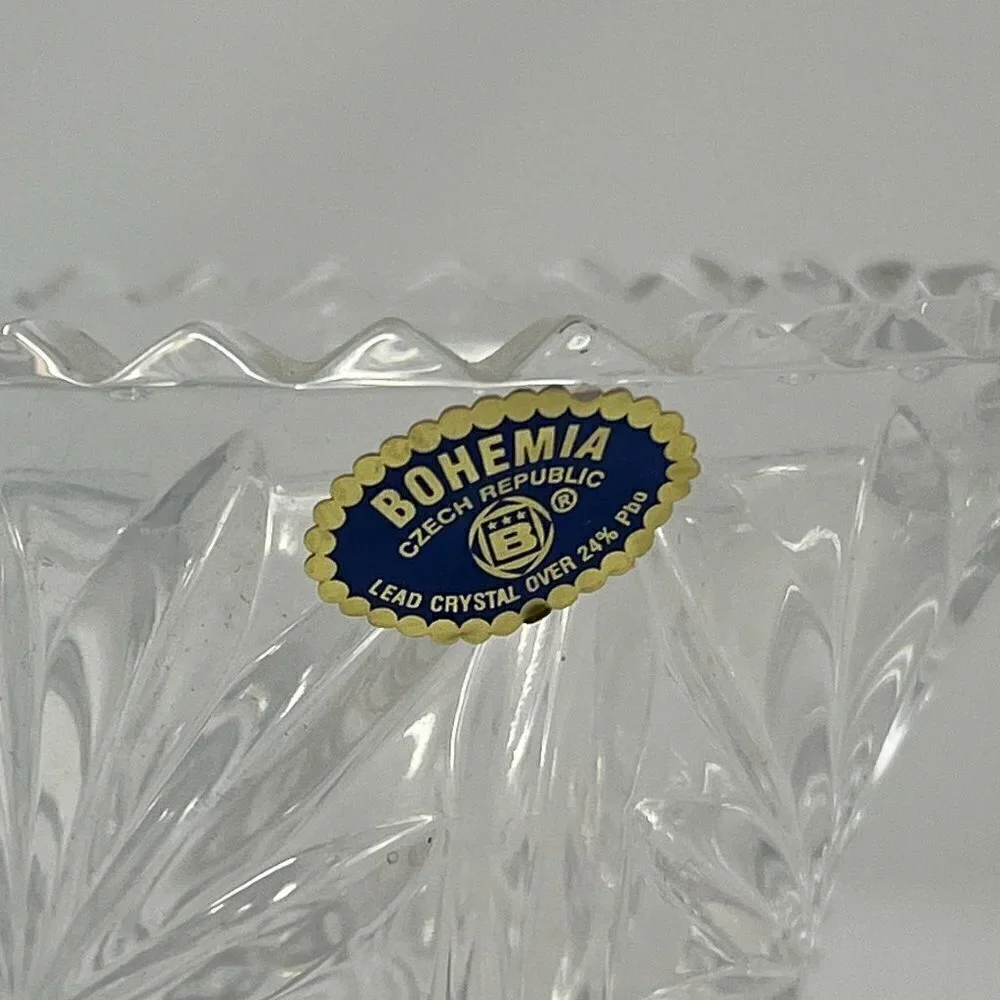 Vintage lead crystal vase small Czech Bohemian
